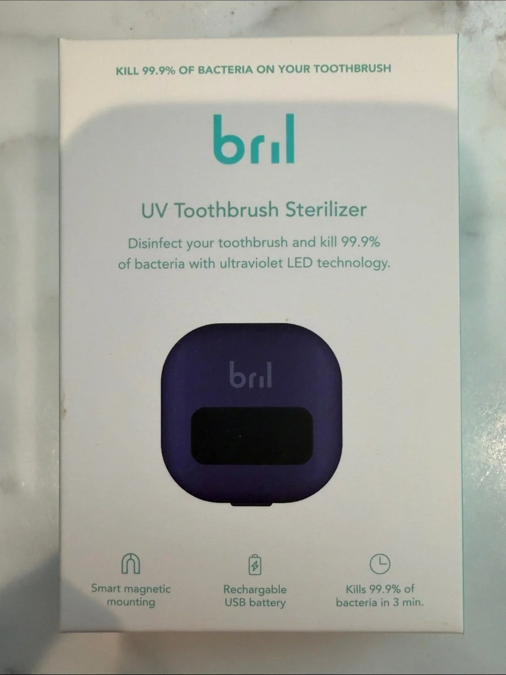 NWT Bril UV Black Toothbrush Sterilizer Kills 99% Bacteria On Your Toothbrush